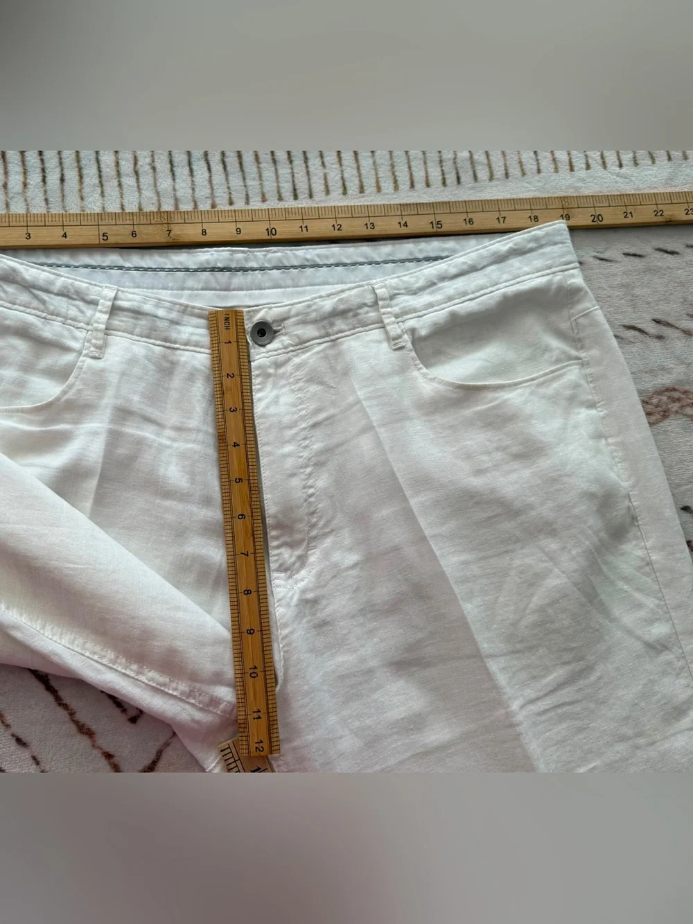 Calvin Klein Men's Cream linen Chinos with Brown Belting